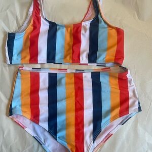 Colorful Striped Swim Set